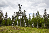 Modern sculpture symbolizing the Arctic Circle, Finland