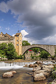 Village Pont-de-Montvert, Tarn Valley, Mont-Lozère, Causses and Cévennes, cultural landscape of Mediterranean agro-pastoralism, classified World Heritage by UNESCO, Cévennes National Park, Classified Biosphere Reserve by l '' UNESCO, Lozère, France