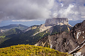 Mont Aiguille (2086m), Trièves, Hauts Plateaux du Vercors national nature reserve, Vercors regional natural park, Isère, France