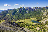 Lac des Grenouilles (1997m) dominated by Mont Bégo (2872m), Fontanalba valley, Roya valley, Casterino, Mercantour National Park, Alpes-Maritimes, France