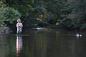 Fly Fishing, Thur River, Upper Rhine, Alsace, France