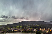 Thunderstorm and lightning on Seyssel. Haute-Savoie, France
