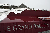 Information wall, restaurant of the Grand Ballon, summit (1424 m) of the Grand Ballon, Hautes-Vosges, Haut-Rhin, France