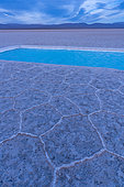 Landscape at sunset in Salinas Grandes in the province of Jujuy, Argentina, South America, America