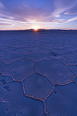 Landscape at sunset in Salinas Grandes in the province of Jujuy, Argentina, South America, America