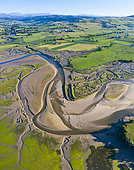 Aerial View, Campiezo river, Ría de Ajo, Ajo, Bareyo Municipality, Cantabria, Spain, Europe