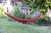 Hammock in a garden in summer, Vosges, France