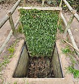 Trap of the Viet Cong, with metal spikes, in the war museum in Cu Chi, Vietnam, Asia