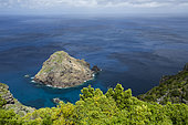 Ilhéu de São Lourenço, also known as Ilhéu do Romeiro, is located in front of Ponta Negra, at the southern end of São Lourenço beach, Santa Maria Island, Azores, Portugal, Atlantic Ocean