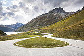 Road between Grand 'Maison lake and the Glandon pass, Arves massif, Savoie, Alpes, France
