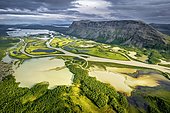 Rapadalen River Delta, Rapa Valley, Rapaälv River, Sarek National Park, Laponia, UNESCO World Heritage, Lapland, Jokkmokk, Norrbottens län, Sweden, Europe