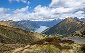 South Fiord of Lake Te Anau, Murchison Mountains, Southern Alps at back, Kepler Track, Fiordland National Park, Southland, New Zealand, Oceania