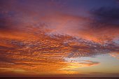 Red cloudy sky at sunset, Atlantic Ocean, La Gomera, Canary Islands, Spain, Europe