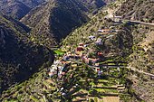 Macayo village near Vallehermoso, drone image, La Gomera, Canary Islands, Spain, Europe