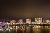 Port of Boulogne sur mer at night, Opal Coast, Hauts de France, France