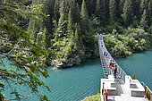 Metal footbridge, Dam and lake of Saint Guérin, Haute Savoie, Alps, France