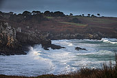 Storm Bella in Beuzec-Cap-Sizun, in the Bay of Douarnenez, on December 28, 2020. Wind of 140 km/h. Brittany, France