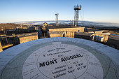 Orientation table on the weather observatory of Mont Aigoual, in the Cevennes National Park, Gard, Occitanie, France.