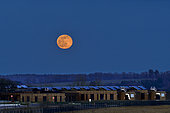Full moonrise on the ZAC Technoland 2, Allenjoie, Doubs, France