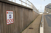 Sign indicating prohibitions on the promenade in Fécamp, Seine-Maritime, Normandy, France