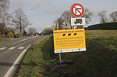 Information panel for the protection of amphibians in La Poterie, Côtes-d'Armor, Brittany, France