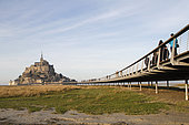 New footbridge to Mont Saint-Michel, Manche, Normandy, France