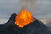 Eruption in Geldingadalur, Fagradalsfjall, Reykjanes Peninsula, Iceland