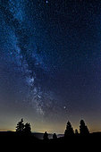 Milky Way over a Vosges peak, Grand Est, France.