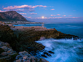 Supermoon rising over Walker Bay. Hermanus. Whale Coast. Overberg. Western Cape. South Africa