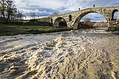 Autumn flood of the Calavon river, Pont Julien site, Bonnieux, Vaucluse, Luberon Regional Nature Park, France