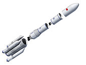 Future Chinese rocket, Long March 9, angled view - exploded view.