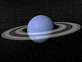 Neptune and its rings against a starry background.