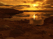 A lake of liquid methane on Saturn's giant moon, Titan.