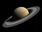 Artist's concept showing how Saturn might look from high above the ring plane and at a right angle to the Sun, a perspective that we could never get from the Earth nor from the Hubble Space Telescope.