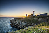 Saint-Mathieu lighthouse at sunset, Plougonvelin, Finistère, France