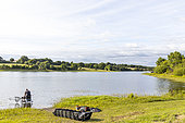 Carp fishing, Lake Finfarine, Poiroux, Marais vendéen, Talmont St Hilaire, Vendée, Pays de Loire, France