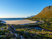 The wonderfully scenic R44 Clarence Drive along the eastern shores of False Bay. Rooi-Else, near Cape Town, Western Cape. South Africa