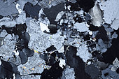 Granite thin section under cross-polarized light, Field of view - FOV = 3.4 mm , Mention : UniLaSalle collection