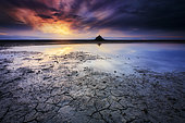Sunsete at Mont-Saint-Michel bay, Normandy, France