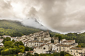 Village of Civitella Alfedena, whose tourist economy is dedicated to the grey wolf, mainly, as well as to the deer and the Marsican bear, which can sometimes be seen in the vicinity of the village, Abruzzo National Park, Italy