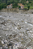 Saint-Martin-Vésubie: the damage caused by storm Alex on 2 October 2020. The bottom of the valleys was formed by sands from the last glaciation and boulders rounded by glacial erosion, Vésubie Valley, Alpes-Maritimes, France