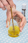 Production of an anti-cochineal lotion for indoor plants with alcohol, table oil and essential oil.