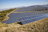 Large photovoltaic installation in a natural environment above Les Mées, Plateau de Valensole, Alpes de Haute Provence, France