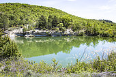 Hillside reservoir, Luberon Regional Nature Park, Vaucluse. Hillside reservoirs are being developed to make up for the lack of water but they are not without environmental issues