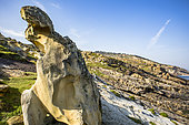 Eroded rocks on the coast of Mount Jaizkibel, Basque Country, Guipuscoa, Spain
