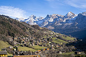 Mountain tourist village of Grand-Bornand in Haute-Savoie, France