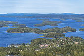 Landscape of lakes and forests seen from Puijo Tower, Kuopio, Finland