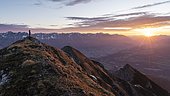 Sunrise on the Nockspitze, Saile, Inntal, Nordkette, Stubai Alps, Stubai Valley, Tyrol, Austria, Europe