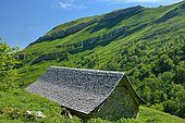 Cayolar de Pista Pekoa, Shingle roof, Larrau, La Soule, Basque Country, Pyrenees-Atlantiques, France