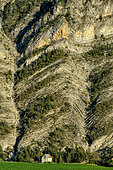 The cliffs of Chaudeirolles in the Haut Verdon, Cretaceous limestone strata, Thorame-Haute, Alpes de Haute-Provence, France